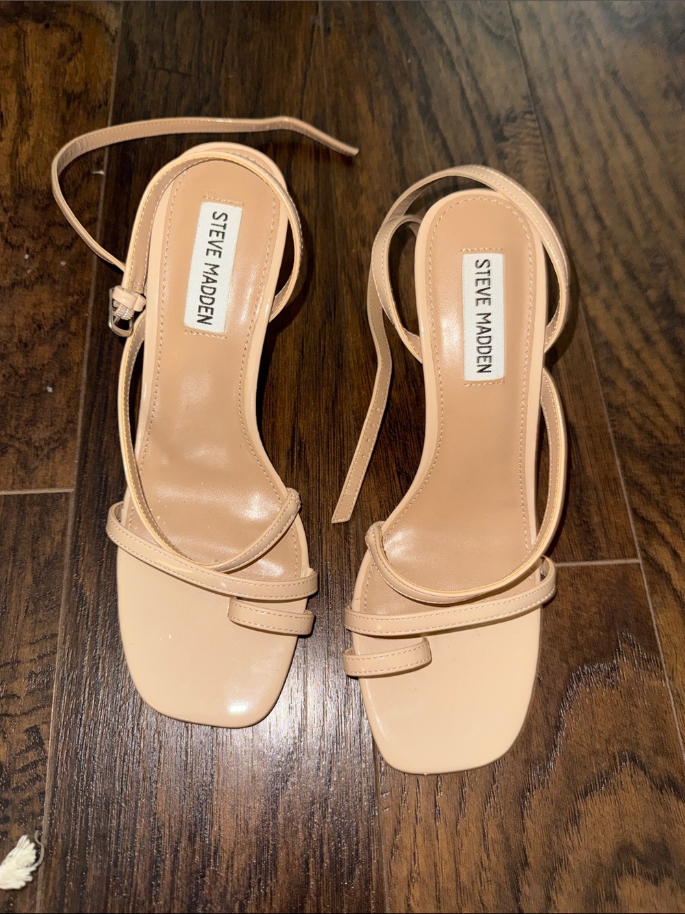 Steve Madden Beige Nude Strappy Square-Toe Heels